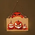 Halloween Door Sign Hanging Lighting Ornament - Evil Pumpkin 25x23 cm