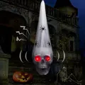 Halloween Decorations Hanging Outdoor, 50cm Scary Skull with LED Red Eyes, White