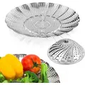 Vegetable Steamer Basket,Premium Stainless Steel Veggie Steamer Basket - Folding Expandable Steamers to Fits Various Size Pot (Small (5.1" to 9"))