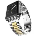 Apple Watch Stainless Steel Wristband Metal Buckle Clasp iWatch 42mm 44mm 45mm Strap Replacement Bracelet for Apple Watch Series 7/6/5/4/3/2/1 Silver Gold