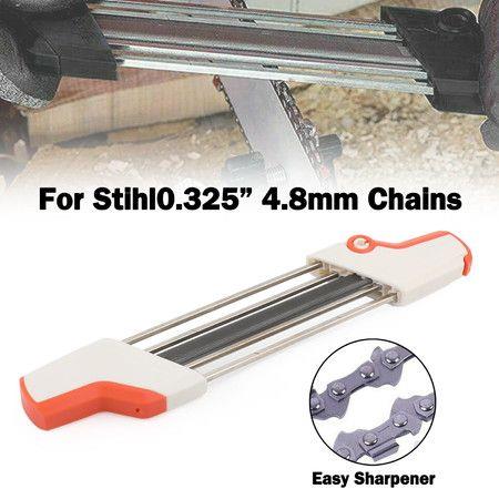 Chainsaw Sharpener File 2 In 1 Easy Grinder Tools Chain Saw Sharpening STIHL Cutter 325 Inch Pitch 4.8mm Depth Gauge White Orange