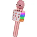 Bluetooth Karaoke Microphone for Kids Adults,Portable Wireless Singing Karaoke Mic Machine with Led Light,Birthday Gifts Toys,Rose Gold