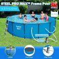 Bestway 4.57M Above Ground Metal Frame Swimming Pool w/Ladder, Cover &amp; Filter Pump