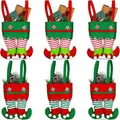 6 Pcs Christmas Candy Bags Gift Bags Elf Boots Handbags Stocking Lovely Treat Bags Xmas for Boys Girls Decorations