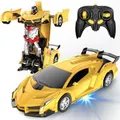 RC Car Transform Robot for Kids Toys 2.4Ghz 1:18 Scale Racing 360�Drifting Christmas Birthday Gifts for Kid (Yellow)