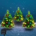 2pcs Christmas Tree Solar Powered Prelit Christmas Tree with Multicolored LED Lights Outdoor Decorations, Holiday