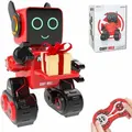 Intelligent Interactive Remote Control Robot Built-in Piggy Bank Educational Robotic Kit for Boys and Girls(Red)