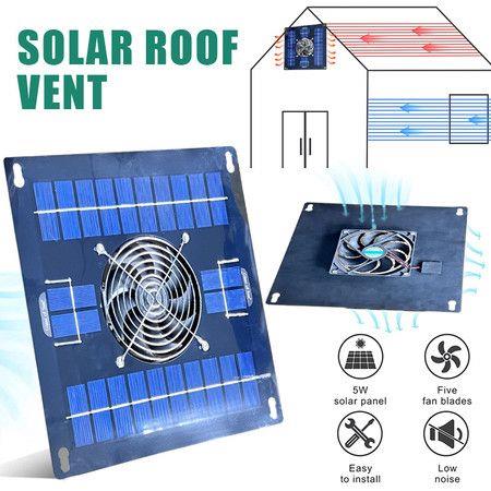 Solar Panel Fans Kit, 5W Fan Ventilator Fan for Chicken Coops, Greenhouse, Pet House ,Car