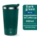 Auto Magnetic Coffee Cup with 3 Speed Mixing Function Stirring Mug with Wireless Mixing Strong Power for Coffee Mocha (Dark Green)