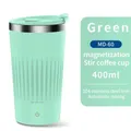 Auto Magnetic Coffee Cup with 3 Speed Mixing Function Stirring Mug with Wireless Mixing Strong Power for Coffee Mocha (Green)