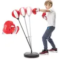 Punching Bag for Kids,Adjustable Kids Punching Bag with Stand,Boxing Bag Set Toy for Boys & Girls,Age 3+ (Red White)