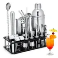 Cocktail Shaker Set 23-Piece Stainless Steel Bartender Kit with Acrylic Stand Booklet Bar Tools for Drink Mixing