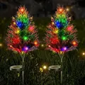 Christmas Decoration Outdoor Solar Tree Lights,Outdoor Lights Waterproof IP67,Auto On/Off Solar Pathway Stakes Pine Lights for Patio, Garden, Yard, Lawn, Cemetery Xmas Decor (2 Pack)