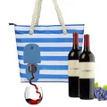 Beach Wine Tote Bag Famolay Wine Cooler Bag Leakproof Insulated Purse Carrier with Spout Hidden Compartments Travel(Blue)