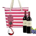 Beach Wine Tote Bag Famolay Wine Cooler Bag Leakproof Insulated Purse Carrier with Spout Hidden Compartments Travel(Red)