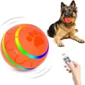 Dog Toy Balls Bounce Interactive Toy for Dogs - Electric Dog Toy - Robust Dog Ball Dog Toy Ball for Large Dogs with LED Lights (Orange)