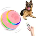 Dog Toy Balls Bounce Interactive Toy for Dogs - Electric Dog Toy - Robust Dog Ball Dog Toy Ball for Large Dogs with LED Lights (Pink)
