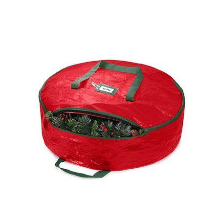 Christmas Wreath Storage Bag Water Resistant Fabric Dual Zipper 90X20cm Holiday Artificial Holiday Decoration Organiser
