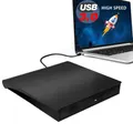 External DVD Drive,USB 3.0 Portable CD/DVD +/-RW Drive/DVD Player for Laptop CD ROM Burner Compatible with Laptop Desktop PC Windows Linux OS Apple Mac (Black)