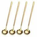 4 PCS 6.7 Inches Coffee Spoons,Stirring Spoons,Tea Spoons Long Handle,Gold Teaspoons,Gold Spoons,Ice Tea Spoons,Long Spoons for Stirring,Gold Espresso Spoons Stainless Steel