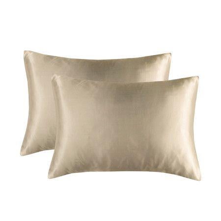 Satin Pillowcase Set of 2 Silk Pillow Cases for Hair and Skin Satin Pillow Covers 2 Pack with Envelope Closure (51*66cm Camel)