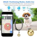 Pets GPS tracker Cat Dog Pet Tracker Collar with Bell Tracking Device Locator Waterproof IP67 Anti-lost monitor Smart Finder Free APP Color Silver