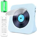 Portable CD Player with Bluetooth,4000mAh Rechargeable Kpop Music Player with HiFi Speaker,Remote Control,LCD Display,Sleep Timer,Headphone Jack,Supports CD/Bluetooth/FM Radio/U-Disk/AUX (Light Blue)