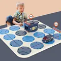 Kids DIY Educational Montessori Board Game Tracking Maze Toys Rail Assembly Fun Music and Light Up Police Cars for Boys