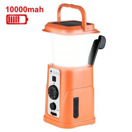 For Camping Portable USB Solar 10000mAh Multifunctional Waterproof Emergency 3 Lighting LED Hand Crank Light AM / FM Radio