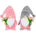 Mother's Day Gnome Plush,Spring Summer Tulip Mom Tomte Elf Decorations Birthday Gifts for Best Ever Plushie Ornaments Dwarf Figurine Table Tiered Tray Gnomes Decor (2 PCS )