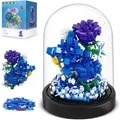 Flower Bouquet Building Kit - 630 PCS Valentines Day Gift Bonsai Tree Sets for Adult Girlfriend Wife (Blue Roses)
