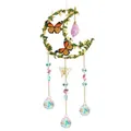 Crystal Suncatcher for Windows - Moon Shaped with Enchanting Butterfly Design - Hanging Crystal Wind Chimes, Rainbow Maker Gifts, Window Decor