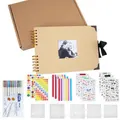 80 Pages Scrapbook Photo Album, DIY Craft Paper Photo Book , DIY Handmade Album Scrapbook Set, Records Anniversary, Graduation, Travelling,Color Khaki