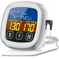 Digital Meat Thermometer for Cooking Touchscreen LCD Large Display Kitchen Timer for BBQ Oven-White