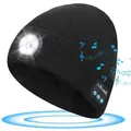 Men's Beanie with Bluetooth and LED, 2 in 1 Rechargeable Winter Beanie V5.0 Bluetooth Hat