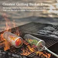BBQ Rolling Grill Basket, Portable Stainless Steel BBQ Accessories, Outdoor Round Barbecue Grill Grate, BBQ Tools Camping Picnic Cookware Perfect For Grilling
