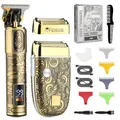 T Blade Hair Trimmers for Family Foil Shaver Trimmer Set Man Professional Cordless Barbers Clippers Set-Bronze