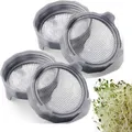Sprouting lids,Plastic Sprout Lid with Stainless Steel Screen for Wide Mouth Mason Jars,Germination Kit Sprouter Sprout Maker with Stand Water Tray Grow Bean Sprouts,Broccoli Seeds,Alfalfa,Salad (Grey,4Pack)