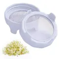 Sprouting lids,Plastic Sprout Lid with Stainless Steel Screen for Wide Mouth Mason Jars,Germination Kit Sprouter Sprout Maker with Stand Water Tray Grow Bean Sprouts,Broccoli Seeds,Alfalfa,Salad (White,2Pack)