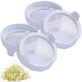 Sprouting lids,Plastic Sprout Lid with Stainless Steel Screen for Wide Mouth Mason Jars,Germination Kit Sprouter Sprout Maker with Stand Water Tray Grow Bean Sprouts,Broccoli Seeds,Alfalfa,Salad (White,4Pack)