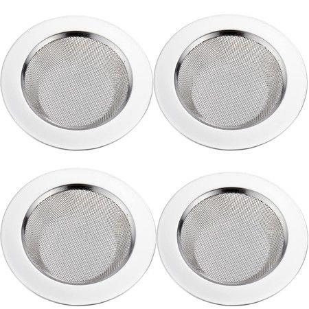 Kitchen Sink Strainer Stainless Steel, Kitchen Sink Drain Strainer, Sink Strainers with Large Wide Rim 4.5" Diameter for Kitchen Sinks (4 PCS)