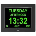Premium Digital Alarm Clock ,8 inch desktop electronic alarm clock, digital photo frame, the elderly calendar alarm clock,Perfect for Seniors Black