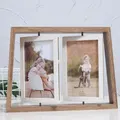 Trapezoidal Picture Frame Rustic Rotating Floating Photo Frames Double-Sided Display Rustic Picture Frame For Desktop or Desktop Display