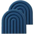 2 Pack Aesthetic Silicone Trivets for Hot Pot Holders Modern Heat Resistant Mats for Countertop Hot Pads Spoon Rest(Dark Blue)