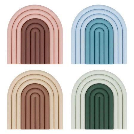 4 Pack Silicone Trivet Mat Hot Pads Colorlorful Rainbow Silicone Trivet Heat Resistant Hot Pot Holder for Kitchen
