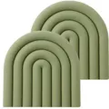 2 Pack Aesthetic Silicone Trivets for Hot Pot Holders Modern Heat Resistant Mats for Countertop Hot Pads Spoon Rest(Muted Green)