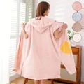 1pc Women Hooded Bathrobe, Hooded Poncho Towel, Bath Wrap Towels No Sleeve With Hat For Women, Absorbent Shower Spa Wrap, Bath Skirt Color Pink