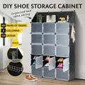 60 Pairs Stackable Shoe Storage Box Organiser Cube DIY Shoe Cabinet Rack Shelf 30 Tier Black