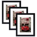 Black 8x10 Picture Frame Set of 3,Display Pictures 5x7 with Mat or 8x10 Without Mat for Wall Mounting or Table Top Display