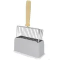 Metal Cat Litter Scoop with Holder, Fast Sifting Kitty Poop Scooper Caddy, Cat Poop Scooper Stand (Grey)